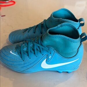 Nike Turquoise Soccer Cleats with White Swoosh